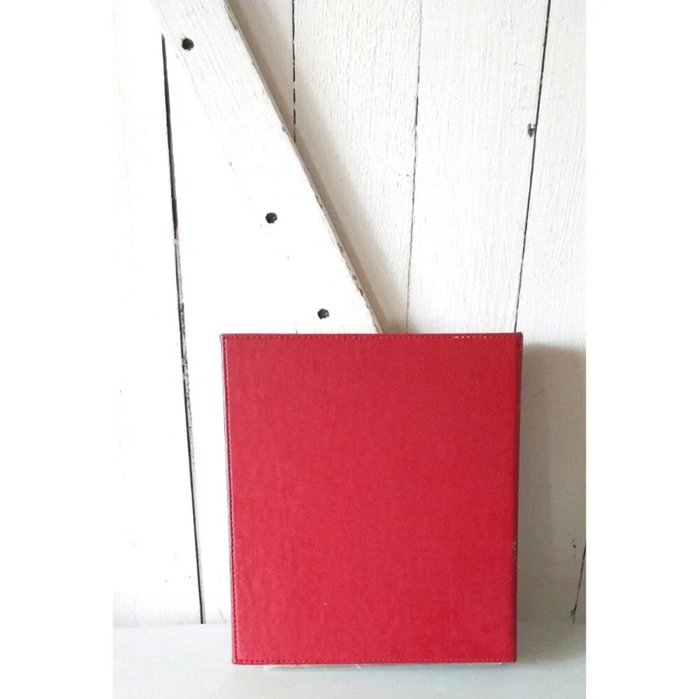 C.R. Gibson Deluxe Kitchen Binder Bon Appetit Red Leather 3 Ring Dividers